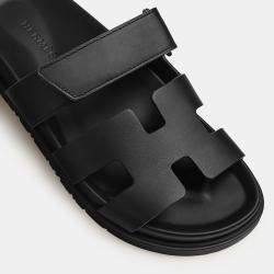Hermes Black Rubber Chypre sandal 36