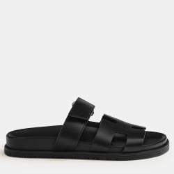 Hermes Black Rubber Chypre sandal 36