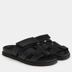 Hermes Black Rubber Chypre sandal 36