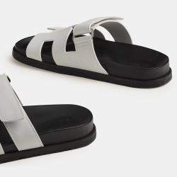 Pre Owned Hermes Black and white Rubber Chypre sandal 36