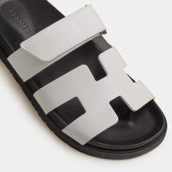 Pre Owned Hermes Black and white Rubber Chypre sandal 36