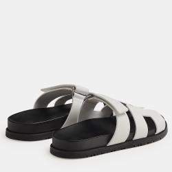 Pre Owned Hermes Black and white Rubber Chypre sandal 36