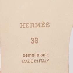 Hermès Peach Pink Lizard Oran Flat Slides Size 38