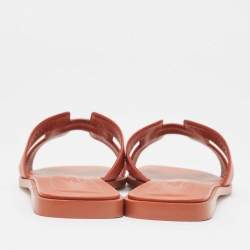 مملوكة مسبقًا Hermès Brown Leather Oran Flat Slides Size 38