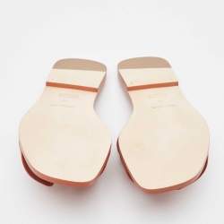 مملوكة مسبقًا Hermès Brown Leather Oran Flat Slides Size 38