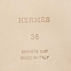 مملوكة مسبقًا Hermès Brown Leather Oran Flat Slides Size 38