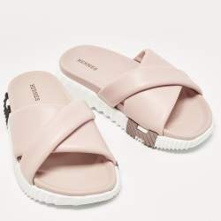 Hermès Pink Leather Infra Sandals Size 37