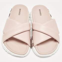 Hermès Pink Leather Infra Sandals Size 37