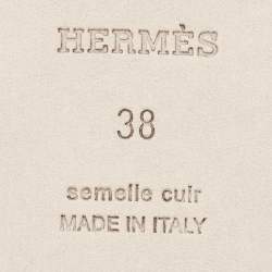 Hermès  Brown Leather Oran Flat Slides Size 38