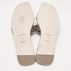 Hermès  Brown Leather Oran Flat Slides Size 38