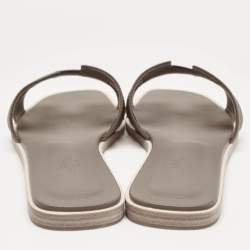 Hermès  Brown Leather Oran Flat Slides Size 38