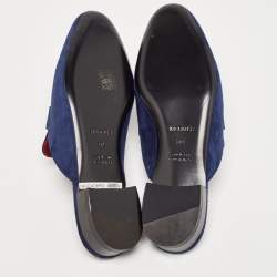 Hermes Navy Blue Suede Trocadero Mules Size 39.5