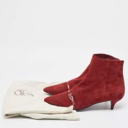 Hermès Dark Red Suede Ankle Booties Size 39