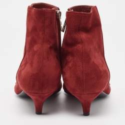 Hermès Dark Red Suede Ankle Booties Size 39