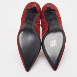 Hermès Dark Red Suede Ankle Booties Size 39
