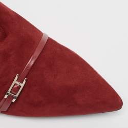 Hermès Dark Red Suede Ankle Booties Size 39