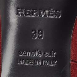 Hermès Dark Red Suede Ankle Booties Size 39