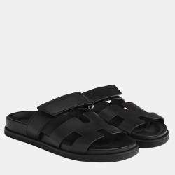 Hermes Black Rubber Chypre sandal