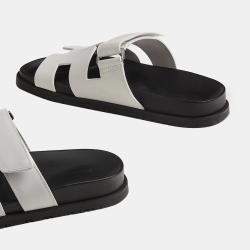 Hermes Black and white Rubber Chypre sandal
