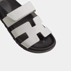 Hermes Black and white Rubber Chypre sandal