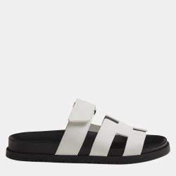 Hermes Black and white Rubber Chypre sandal