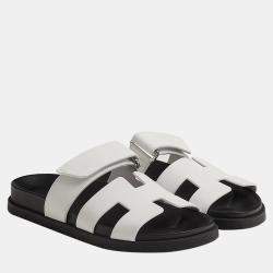 Hermes Black and white Rubber Chypre sandal