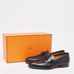 Pre Owned Hermès Black Leather Paris Loafers Size 41