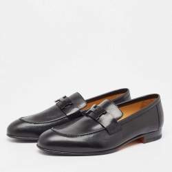 Pre Owned Hermès Black Leather Paris Loafers Size 41