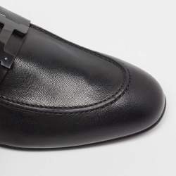 Pre Owned Hermès Black Leather Paris Loafers Size 41