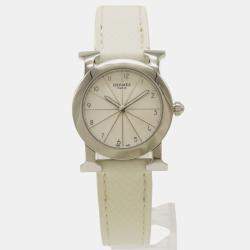 Hermes Silver Stainless Steel Heure H HR1.210 Quartz Women's Wristwatch 25 mm
