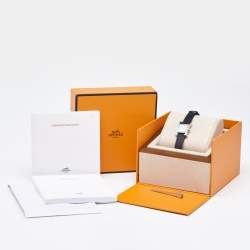 Hermes White Stainless Steel Leather Mini Heure H W055629WW00 Women's Wristwatch 21 mm