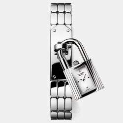 Pre Owned Hermes Kelly Mini Silver Steel Quartz Women Wristwatch 16 mm
