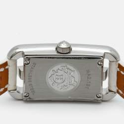 مملوكة مسبقًا Hermès Nantucket NA2.131 Silver Dial Stainless Steel Diamond Alligator Leather Women's Wristwatch 17 mm