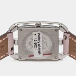 Hermès Mother of Pearl Diamond Sapphires Stainless Steel Calfskin Cape Cod W052160WW00 Women's Wristwatch 23 mm