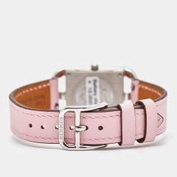 Hermès Mother of Pearl Diamond Sapphires Stainless Steel Calfskin Cape Cod W052160WW00 Women's Wristwatch 23 mm