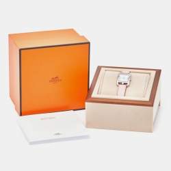 Hermès Mother of Pearl Diamond Sapphires Stainless Steel Calfskin Cape Cod W052160WW00 Women's Wristwatch 23 mm