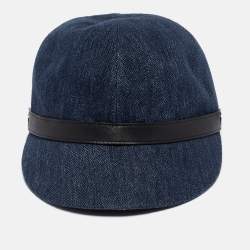 Pre Owned Hermes Leather Trim Linen Cap 