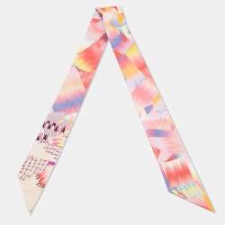 Pre Owned Hermes Multicolor Marble Silk Twilly