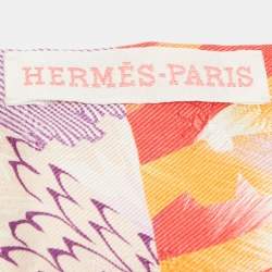 Pre Owned Hermes Multicolor Marble Silk Twilly