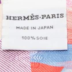 Pre Owned Hermes Multicolor Marble Silk Twilly