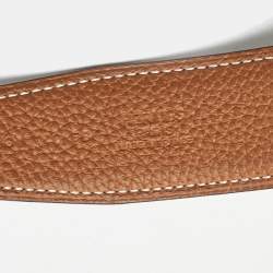 Pre Owned Hermès Black/Gold Togo and Box Leather H Buckle Reversible Belt 85CM