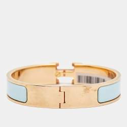Pre Owned Hermes Clic H Enamel Gold Plated Bracelet