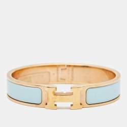 Pre Owned Hermes Clic H Enamel Gold Plated Bracelet