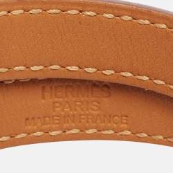 Pre Owned Hermes Kelly Leather Palladium Plated Double Tour Bracelet