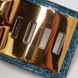 Pre Owned Hermes Collier De Chien Green Alligator Leather Gold Plated Bracelet