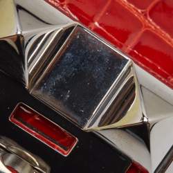Pre Owned Hermès Collier De Chien Red Alligator Leather Palladium Plated Bracelet