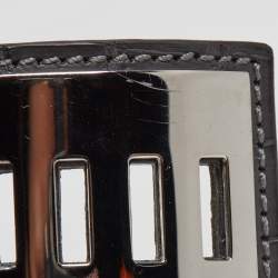 Pre Owned Hermès Collier De Chien Black Alligator Leather Palladium Plated Bracelet