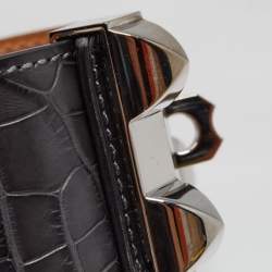 Pre Owned Hermès Collier De Chien Black Alligator Leather Palladium Plated Bracelet