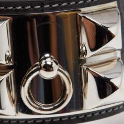 Pre Owned Hermès Collier De Chien Black Alligator Leather Palladium Plated Bracelet