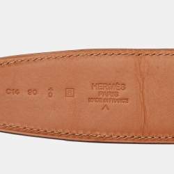 Hermes Braise Crocodile Porosus Brushed Constance Buckle Belt 90 CM